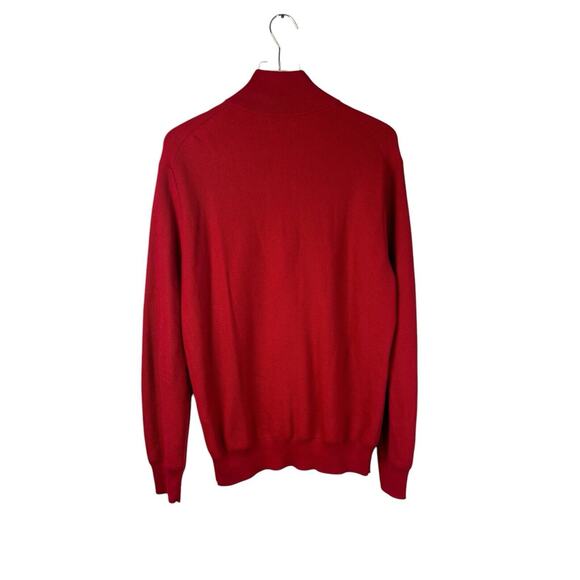 Polo Ralph Lauren Mesh Knit Cotton Quarter Zip Red Black Pony Sweater Medium - Picture 4 of 10